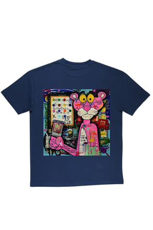 Lenithra Pembe Panter Sırt Baskılı Unisex Oversize T-shirt Füme / 2XL