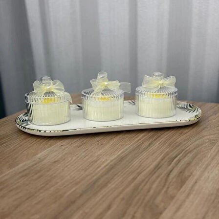 Söz Nişan Nikah Sünnet Hediyesi Dekoratif Mika Kutuda Tasarım Papatya Mum