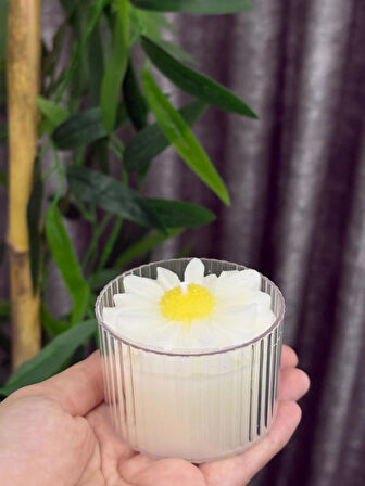 Söz Nişan Nikah Sünnet Hediyesi Dekoratif Mika Kutuda Tasarım Papatya Mum