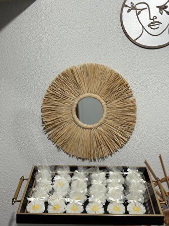 Söz Nişan Nikah Sünnet Hediyesi Dekoratif Tül Süslemeli Tasarım Papatya Mum