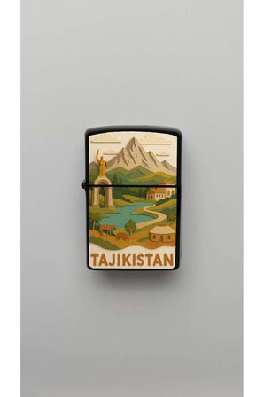 Tajikistan Tacikistan - Paper-Cut Style - Benzinli Siyah Çakmak (Magnet Hediyeli)