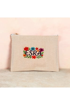Kişiselleştirilmiş Keten Clutch ve Parfümlü VIP Kurumsal Hediye Kutusu - Hediye Kutusu - Parfümlü Kutu - Kurumsal Hediye - Keten İsme Özel Clutch - Parfüm Hediye