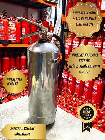 6 kg Nikelaj  Abc Kkt Yangın Söndürme Tüpü 4 Yıl Garantili Fosforlu Levha,Askı Aparatı Kullanma Talimatı ve 3M N95 Maske Dahil