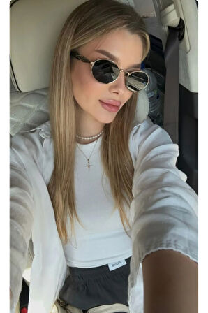 Paris Pr Oval Metal Elips Uv400 Lüx Gold Güneş Gözlüğü