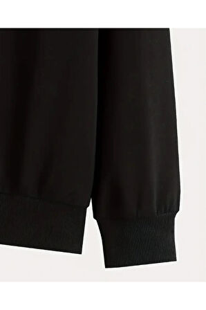Erkek Paris Baskılı Yarım Fermuarlı Oversize Sweatshirt