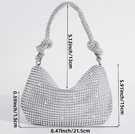  Parlak Gri Mini Glitter El Çantası