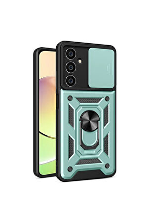 Samsung Galaxy S24 FE Sürgülü Kamera Koruyucu Metal Halka Ayaklı Stand Çizilmez Kılıf Case