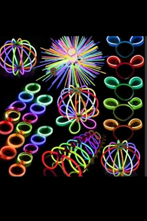 NEON FOSFORLU PARTİ ÇUBUK FOSFORLU BİLEKLİK KARANLIKTA PARLAYAN IŞIK 10 ÇUBUK+10 BAĞLANTI APARATI