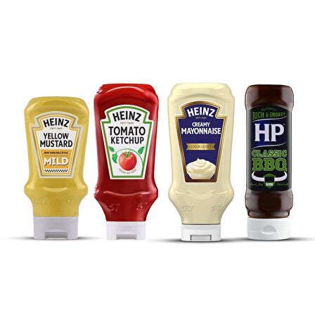 Heinz 4'lü Parti Paketi(Ketçap (570 gr)+Mayonez (505 gr)+Hardal (445gr)+Klasik Barbekü sos (465 gr)