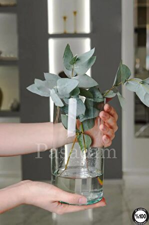 Silindir Cam Vazo Dekoratif Denizli El İmalati 14 cm Genişlik 20 Cm 30 Cm 3 mm Cam Kalınlığı 2'Li
