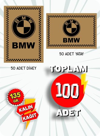 35x50 135 Gr. Kraft Kağıt Oto Paspası BMW 50 Adet Yatay 50 Adet Dikey ve 150 ml Oto Parfümü
