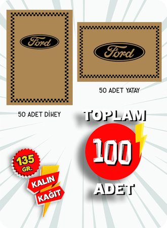 35x50 120 Gr. Kraft Kağıt Oto Paspası Ford 50Adet Yatay 50 Adet Dikey