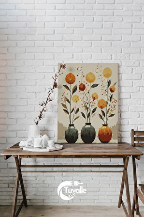 Pastel Çiçekler Sayılarla Boyama Seti, Hobi Seti, 40X50 Tablo, Fırça Boya, Numaralı Tuval