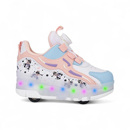 Majhi Rocky Patenli Çocuk Ortopedik Işıklı Tekerlekli Patenli Spor Kaykay 4 Tekerli Ayakkabı