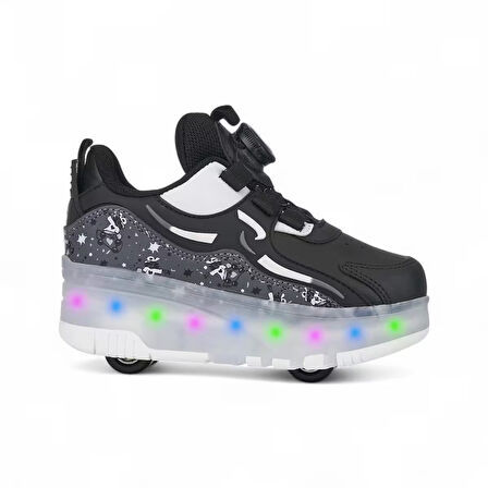 Majhi Rocky Patenli Çocuk Ortopedik Işıklı Tekerlekli Patenli Spor Kaykay 4 Tekerli Ayakkabı