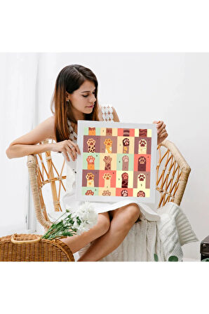 Pati Pati Sayılarla Boyama Seti, Hobi Seti, 40X50 Tablo, Fırça Boya Asma Aparatı Dahil, Doğa, Kedi
