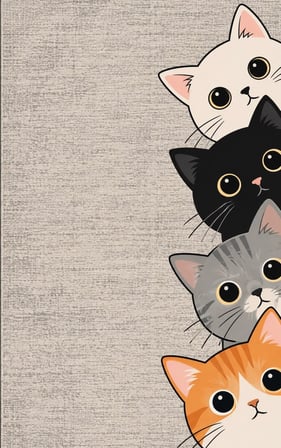 Pati Dostu Kedi Desenli Dijital Baskı Pamuk Dokuma Kaymaz Taban Salon Halısı ve Çocuk-Genç Odası