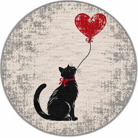 Pati Dostu Kedi Desenli Dijital Baskı Pamuk Dokuma Kaymaz Taban Salon Halısı ve Çocuk-Genç Odası