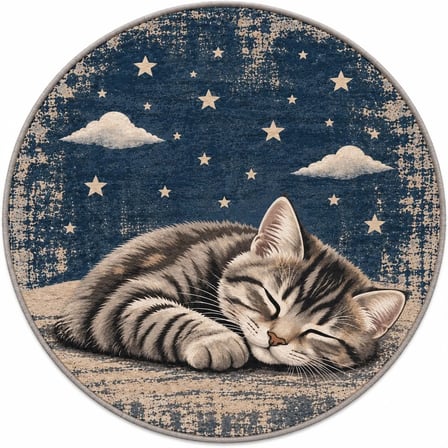 Pati Dostu Kedi Desenli Dijital Baskı Pamuk Dokuma Kaymaz Taban Salon Halısı ve Çocuk-Genç Odası
