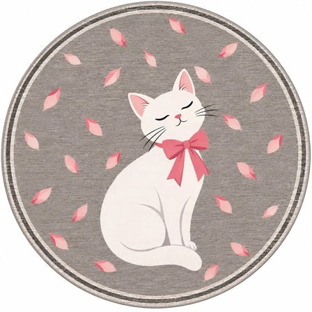 Pati Dostu Kedi Desenli Dijital Baskı Pamuk Dokuma Kaymaz Taban Salon Halısı ve Çocuk-Genç Odası