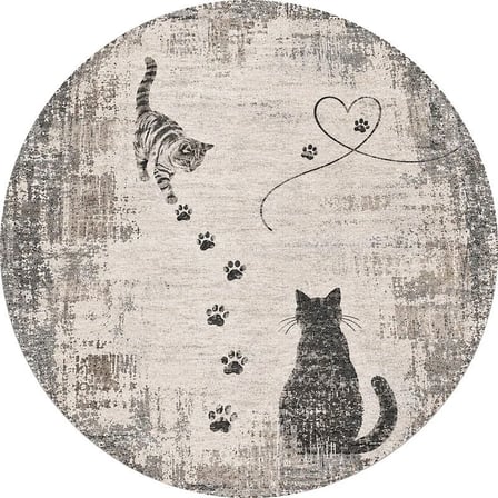 Pati Dostu Kedi Desenli Dijital Baskı Pamuk Dokuma Kaymaz Taban Salon Halısı ve Çocuk-Genç Odası