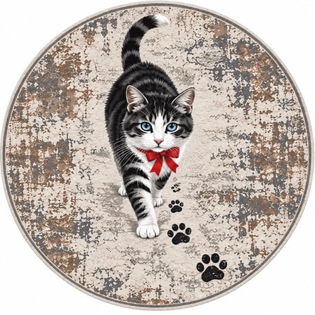 Pati Dostu Kedi Desenli Dijital Baskı Pamuk Dokuma Kaymaz Taban Salon Halısı ve Çocuk-Genç Odası