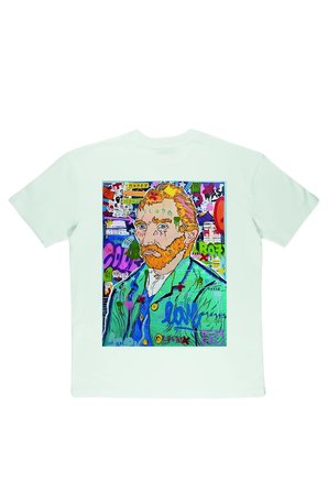 Lenithra Pop Art Van Gogh Sırt Baskılı Unisex Oversize T-shirt Beyaz / 2XL