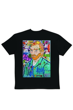 Lenithra Pop Art Van Gogh Sırt Baskılı Unisex Oversize T-shirt Siyah / M