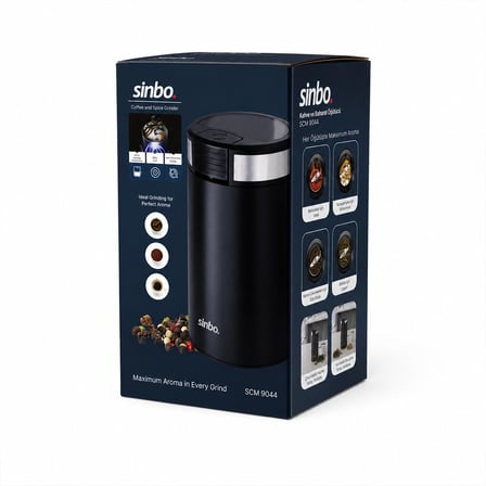 Kahve - Baharat Öğütücü Makine 2 Bıçaklı Çelik Öğütme Haznesi 50GR Öğütme Ac MOTOR=200W SCM-9044
