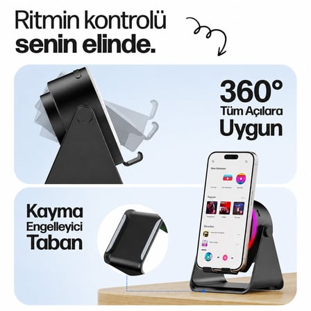 SOUNDPAD 5IN1 - 5W - 2000mAh TEMAS İLE SES YÜKSELTME - TELEFON STAND - USB-C ŞARJ BEYAZ İNDİKSİYON SES YÜKSELTİCİ BLUETOOTH HOPARLÖR SPEAKER EKD-S11