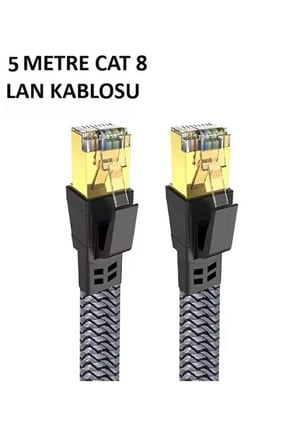 Cat 8 LAN Kablosu –Ethernet Kablosu Örgü Kaplama, Yüksek Hızlı (5 METRE)