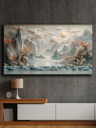 Soyut yağlı boya görünümlü  kanvas tablo 80x120 cm