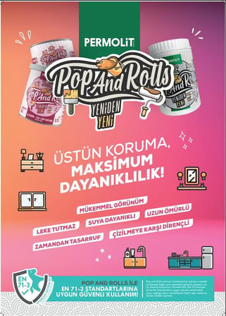 Permolit Pop and Rolls Su Bazlı Akrilik Yenileme Boyası - Beyaz - 1 lt.