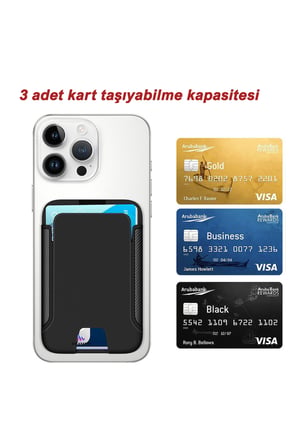Tüm Telefonlar ile Uyumlu Standlı Magsafe Mıknatıslı Kartlık Cüzdan PC Karbon 3 ADET KART KAPASİTELİ