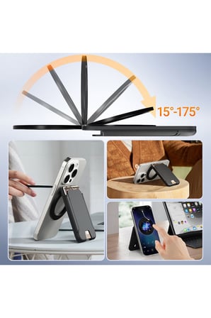 Tüm Telefonlar ile Uyumlu Standlı Magsafe Mıknatıslı Kartlık Cüzdan PC Karbon 3 ADET KART KAPASİTELİ