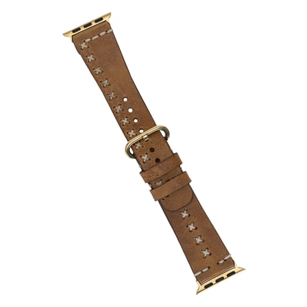 Apple Uyumlu Watch Uyumlu Deri Kordon 42-44-45mm Aqua V18 Taba