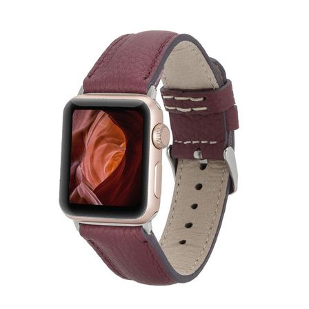 Apple Uyumlu Watch Uyumlu Deri Kordon 42-44-45mm FL6 Bordo