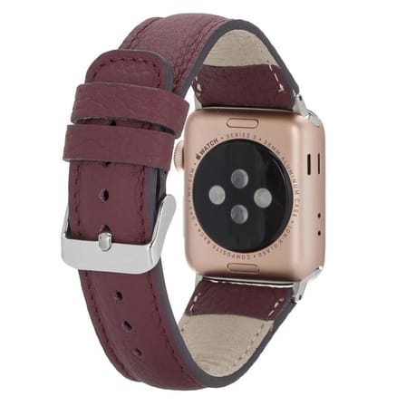 Apple Uyumlu Watch Uyumlu Deri Kordon 42-44-45mm FL6 Bordo