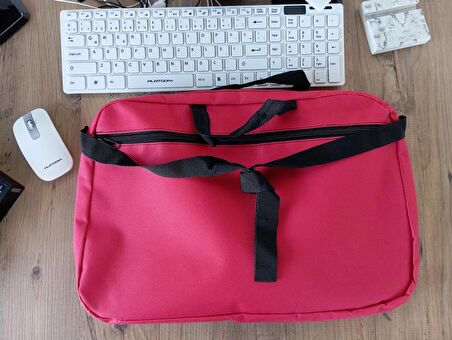 Renkli Standart Çift Gözlü Laptop Çantaları 15.4 ve 15.6 UyumludurKIRMIZI
