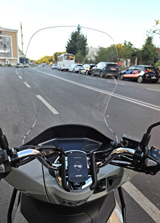 MOTOCAM Honda PCX Siperlik Ön Cam 2021-2024 Model 65cm Şeffaf Renkli 4mm