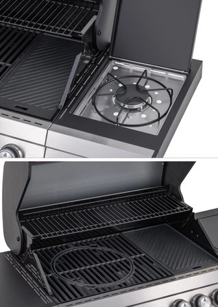 Gazlı Barbekü Mangal 4+1 Brülörlü Döküm Izgaralı 136x54x115 cm 
