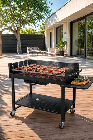 Pro Lüks Dev Kömürlü Mangal Barbekü Arabası Hediye Koruyucu Örtü 137 x 68 x 94 cm,