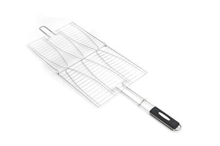 3'lü Balık Izgarası Çift Taraflı Balık Izgarası Krom Kaplamalı 58cm