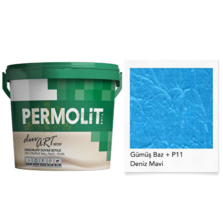 Permolit DuvArt Sedef Dekoratif Duvar Boyası - GP11 DENİZ MAVİ - 0.75 Lt.