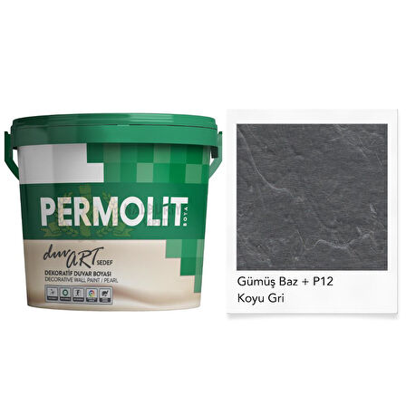 Permolit DuvArt Sedef Dekoratif Duvar Boyası - GP12 KOYU GRİ - 0.75 Lt.