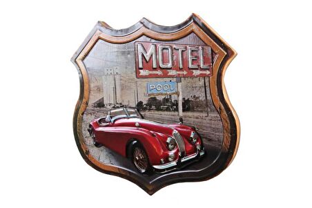 Dekoratif 3D Motel &Kırmızı Chevrolet Temalı Duvar Panosu