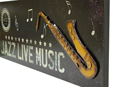 Pano Saksafon Vintage Müzik Temalı Dekoratif Hediyelik