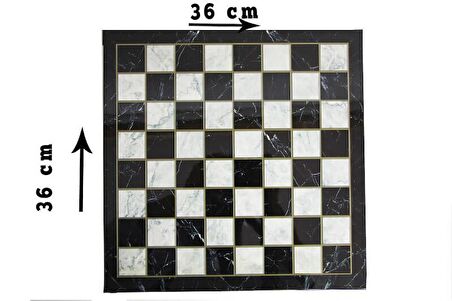 Satranç Tahtası Tablası Mermer Görünümlü