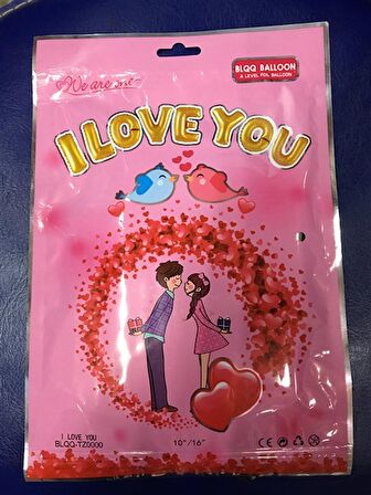 Parti Balon I Love You Folyo Balon Altın Renk 35 CM