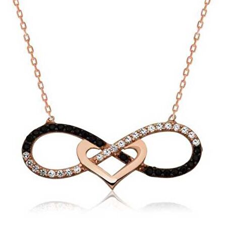 925 Ayar Gümüş Kalpli Sonsuzluk Kadın Gümüş Kolye